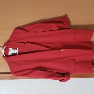 90's Liz Baker Women's Red Blazer, Size 10